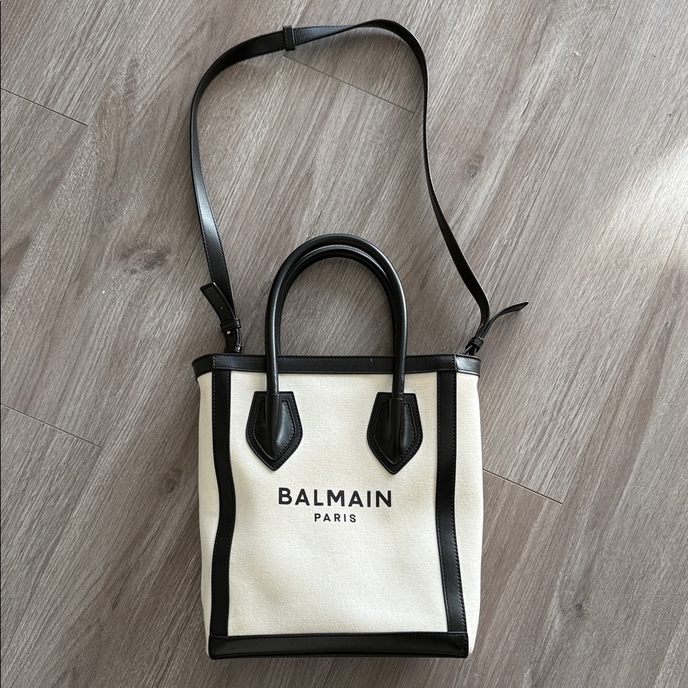 Balmain Black and Cream Tote Bag